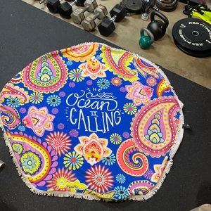 The Ocean is Calling Circular Beach Throw